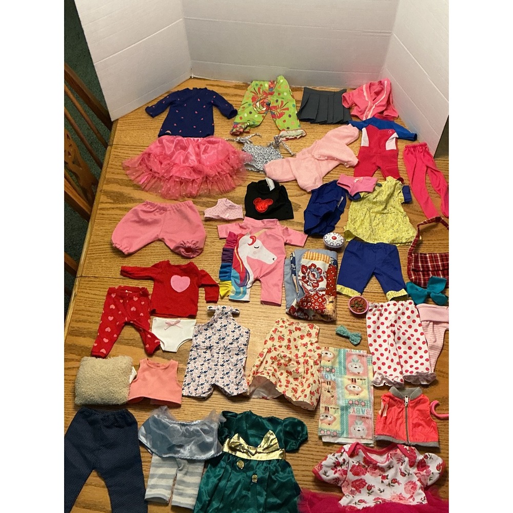 18" Doll Clothes Lot Mixed Accessories Dresses Rompers for 18 Inch Dolls